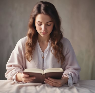 Christian woman praying with Bible, symbolizing self-worth, confidence, and boldness in Christ.