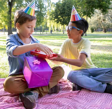 Kids celebrating a birthday outdoor