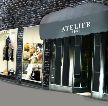 a storefront window with a window display of a woman's clothing