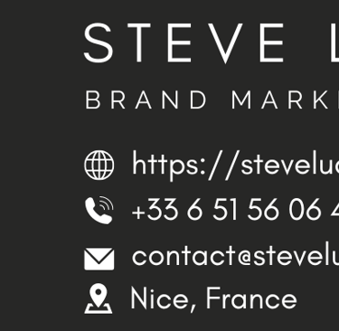 steve lucas business card with a black and white business card