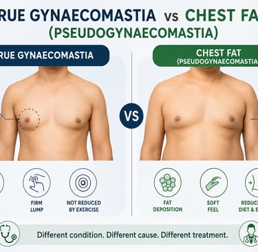Dr Bharat Agarwal, Plastic Surgeon Udaipur, explains true gynaecomastia vs chest fat (pseudogynecomastia)