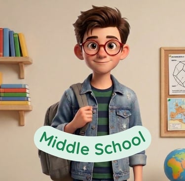 Middle school curriculum pathways and academic subjects for online students
