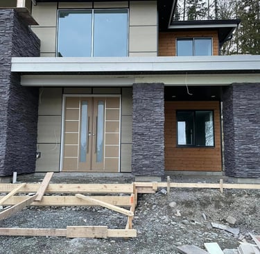 stacked stone installation by masonry nanaimo