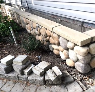 river rock retaining wall in nanaimo