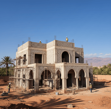 Gros œuvre construction Marrakech - Fondations et structure villa