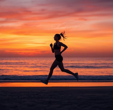 Woman Running on a Beach at Sunset
