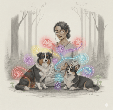Woman and dogs Giving Reiki