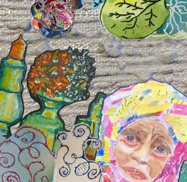 Collage présentant divers tableaux de Xirkys artiste plasticienne