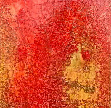 Tableau rouge sur MDF "Incandescence" 