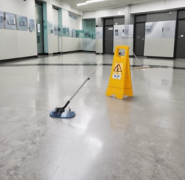 A supermarket aisle filled with various cleaning products, organized neatly on shelves. Promotional sale tags are visible on many items, indicating discounted prices. A promotional stand-up banner on the left features a smiling woman holding clean laundry, with a slogan in Hindi.
