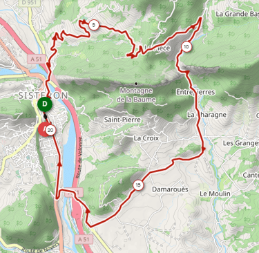 Image du tracé gps du parcours proposé autour du magasin