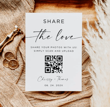 share the love qr code wedding photography card