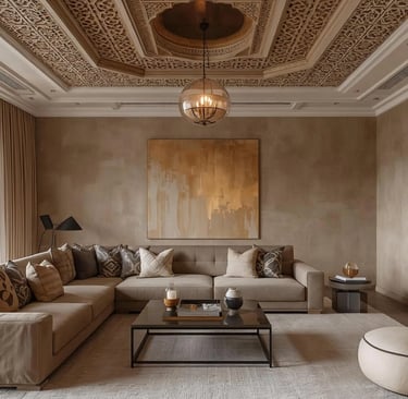 a living room with a couch and a table