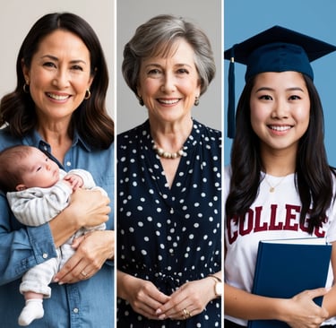 a woman in a graduation gown and a baby in a gown