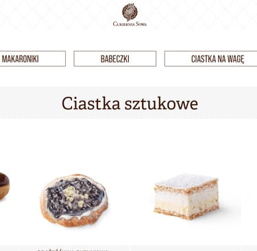 a website page with a picture of a variety of pastries