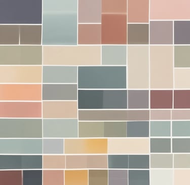 a wall of different colored tiles with a white background