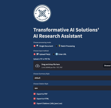 Research Assistant User Interface