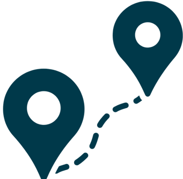 a map marker with a map of a route map
