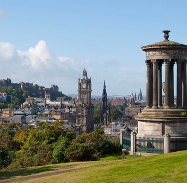 Edinburgh Castle view of the Old Town and New Town from Carlton Hill