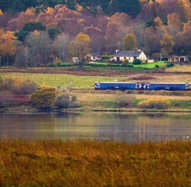 ScotRail Train leaving Ardgay for Inverness Scotland UK