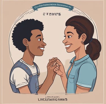 Grandfather and grandson arm wrestling at table