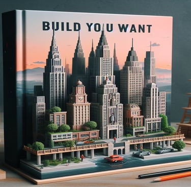 a book with a picture of a cityscape and woodworks