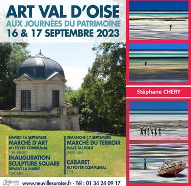 une affiche pour un marché d'art en France. Art Val d'Oise. Neuville sur Oise