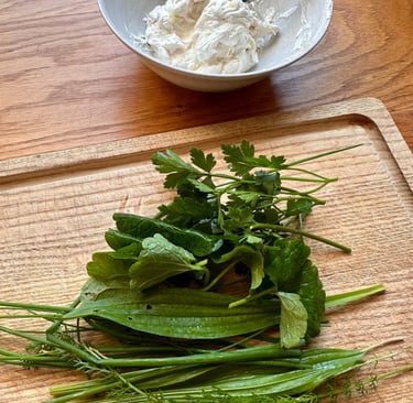 Wildkräuter zu Frischkäseherstellung