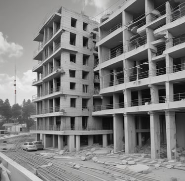 A two story house with a lot of windows and balconies