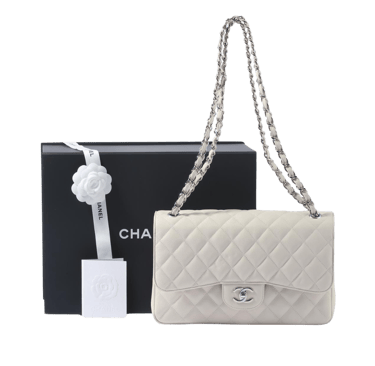 Channel Classic caviar quilted flap bag silver hardware