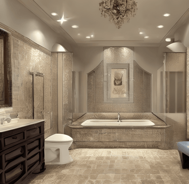 Luxury bathroom showcasing elegant tile designs from Gulf Ceramics in Sharjah.