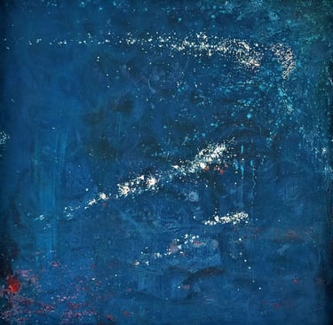 Obra de pintura abstracta de color azul para decorar hogar y coleccionismo