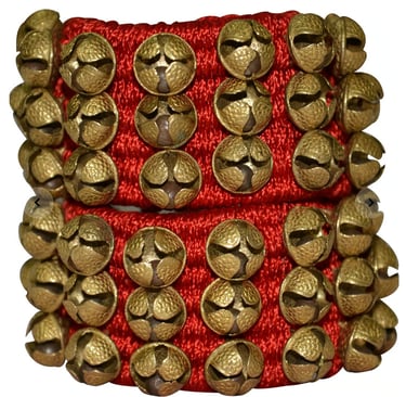Cascabeles de danza de la India (30 campanas para la pierna) Tobillera tradicional con cascabeles