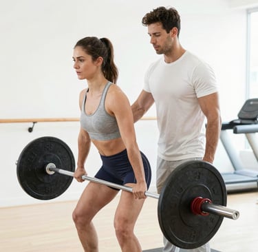 personal trainer helping client lift weights in st cloud fl