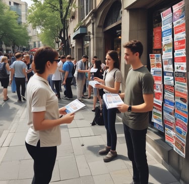 A McDonald's delivery person rides a bicycle through an urban area during twilight. The cyclist carries a branded delivery box on their back, and the streets are illuminated with streetlights and building lights. The scene features modern architecture with a mix of commercial storefronts.