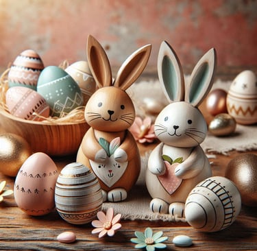 Easter Bunnies and Wooden Eggs