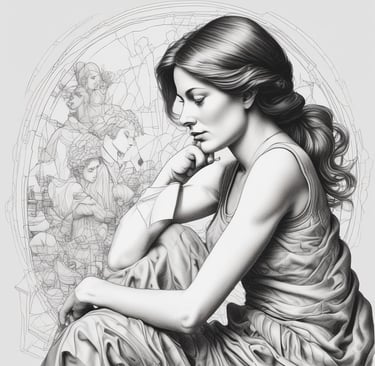 A serene person sitting cross-legged in a sunlit room, eyes closed, surrounded by soft natural light and gentle greenery.