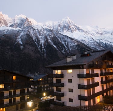 Night scene of mountain landscape in Chamonix