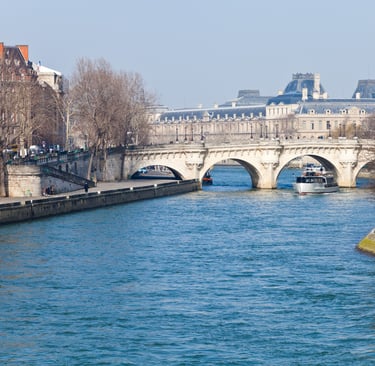 Panorama of Seine River with Pont Neuf.