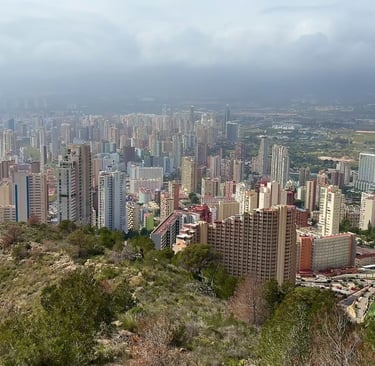 A breathtaking aerial view that captures the stunning skyline and beautiful coastline of Benidorm