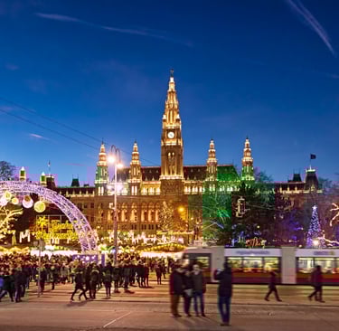 Christmas market in Rathau Platz in Vienna