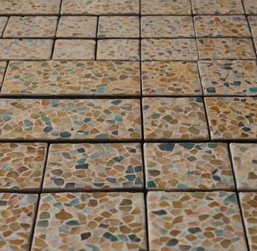a unique display of terrazzo tiles