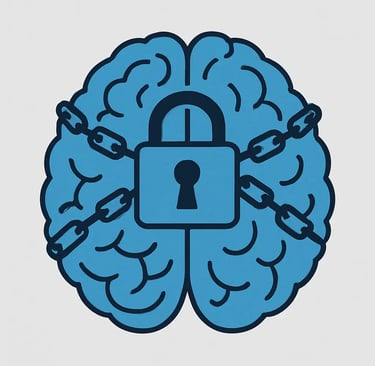 Un cerveau stylisé avec une serrure ou des chaînes, représentant la boucle obsessionnelle du TOC.