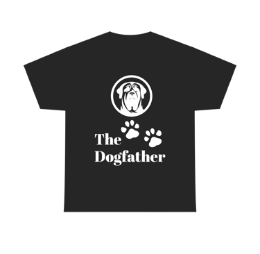 The Unisex Heavy Cotton Tee with the 'Dogfather' design brings a cool vibe to your wardrobe