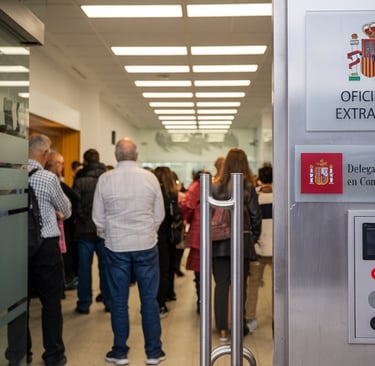 a group of people standing in front of a metal gate