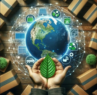 imagem do globo com algums elementos da natureza voltado a sustentabilidade 