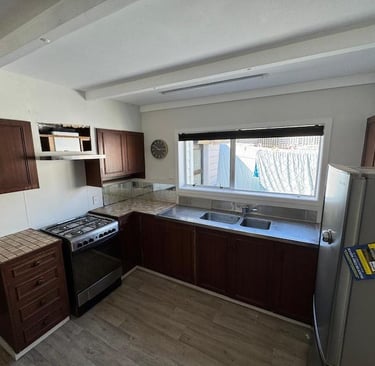 dark dated kitchen before renovation