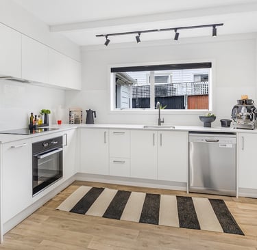 white modern kitchen after renovation