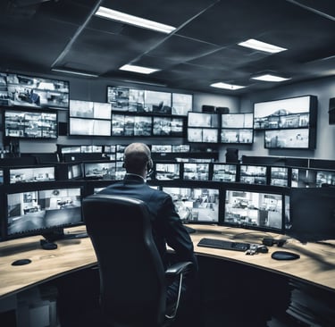 a view of a city street with christmas lights