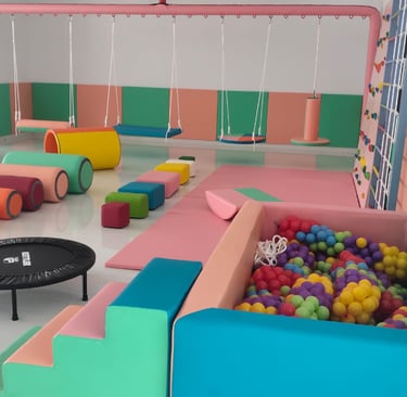 Kolam Bola Trampolin dan ayunan untuk anak